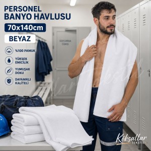 Personel Banyo Havlusu 70x140cm Beyaz